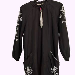 Dolan at Anthropologie Shift Dress Black White SizeM Embroidered Baggy Bohemian